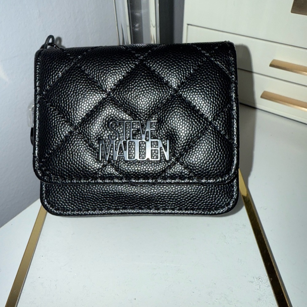 Steve Madden Black Quilted Mini Wallet